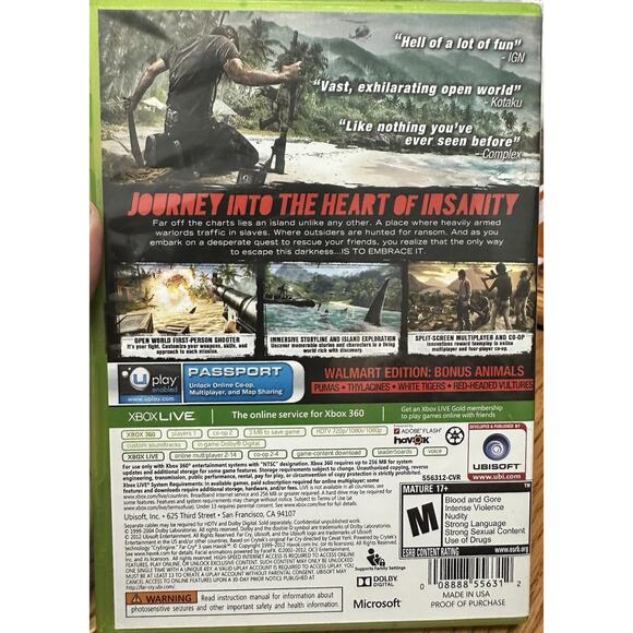 Far Cry 3 (Microsoft Xbox 360, 2012) Walmart Edition Good Condition - Picture 2 of 3